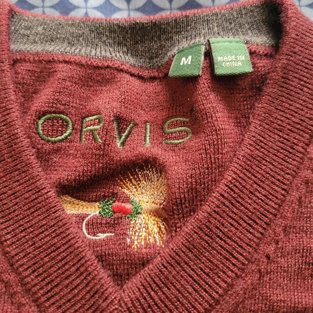 Men's Orvis 100% Merino Wool V-Neck Sweater, M - Picture 2 of 3
